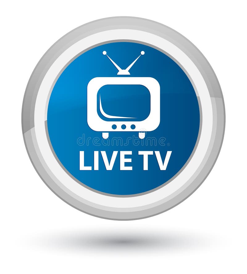 Bottone rotondo blu principale in tensione della TV illustrazione di stock