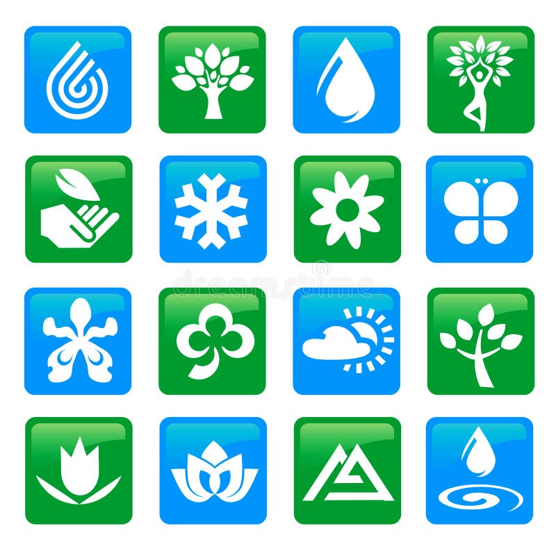 Bottoni delle icone dell'acqua e della natura illustrazione vettoriale Bottoni delle icone dell'acqua e della natura illustrazione vettoriale