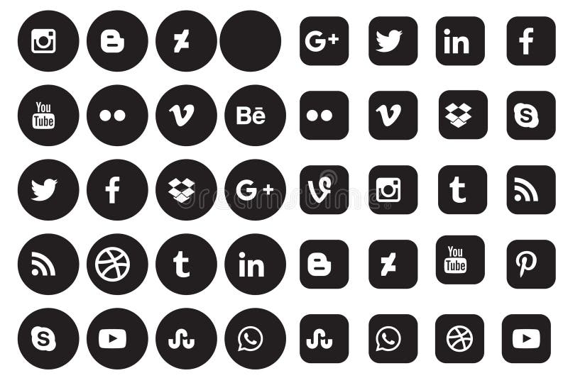 Bottoni sociali della raccolta dell'icona di media royalty illustrazione gratis Bottoni sociali della raccolta dell'icona di media royalty illustrazione gratis