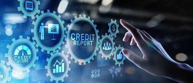 Botão da contagem do relatório de crédito na tela virtual Conceito da finan?a do neg?cio