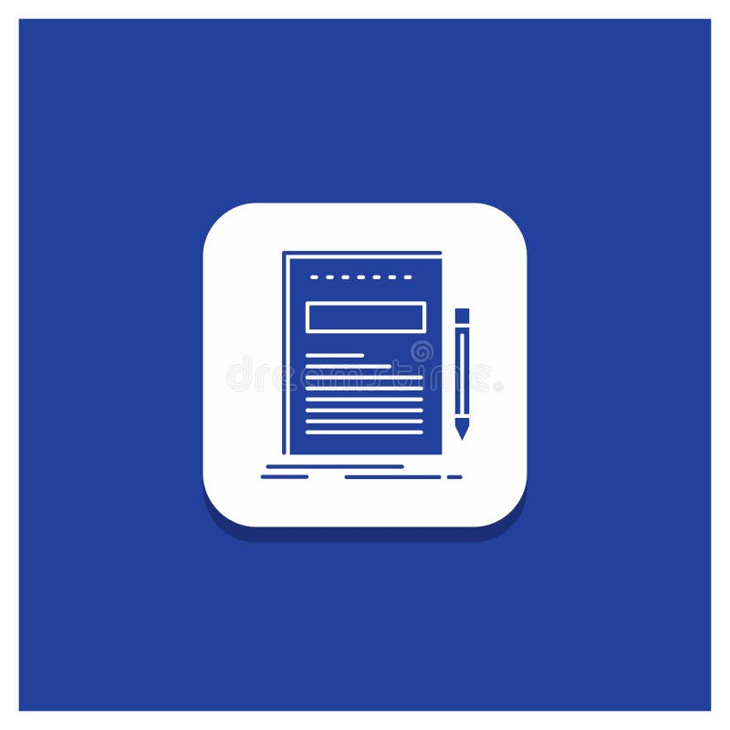 Botão redondo azul para o negócio, documento, arquivo, papel, ícone do Glyph da apresentação ilustração stock Botão redondo azul para o negócio, documento, arquivo, papel, ícone do Glyph da apresentação ilustração stock