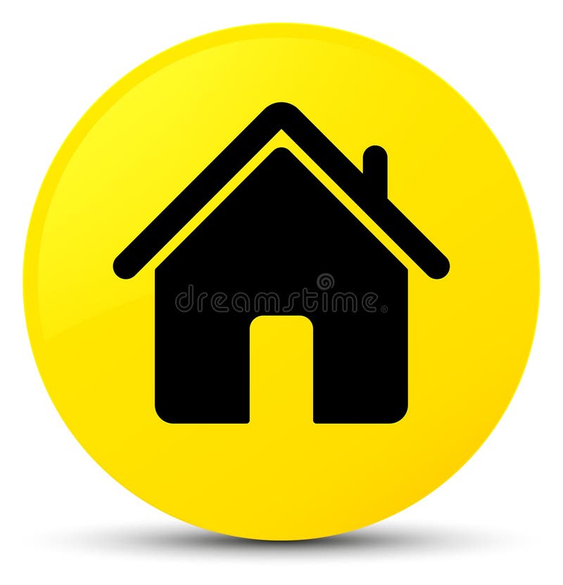 Botão redondo do amarelo home do ícone ilustração royalty free Botão redondo do amarelo home do ícone ilustração royalty free