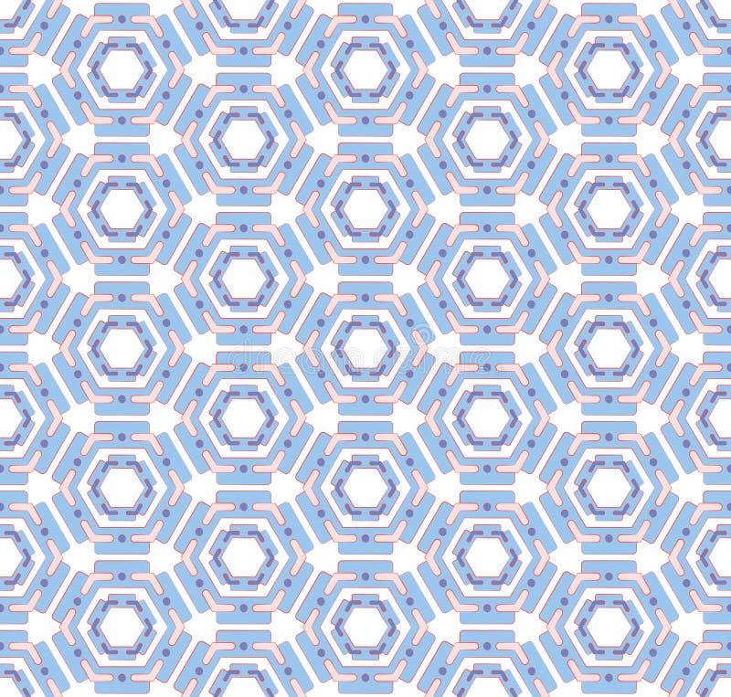 Botão sextavado abstrato do azul do teste padrão ilustração royalty free