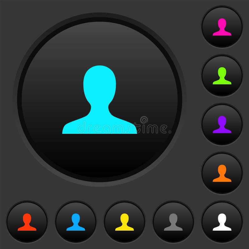 Botón de inserción oscuro avatar de usuario en blanco con iconos de color stock de ilustración