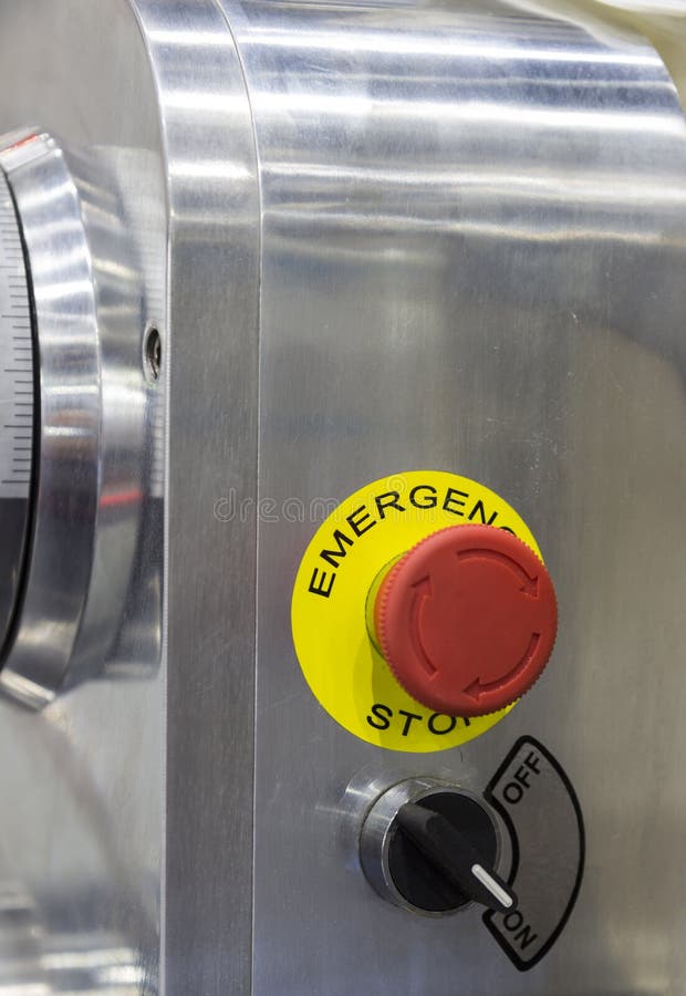 Botón de paro de emergencia; Interruptor del empuje de la seguridad; cerrado; Para la seguridad imágenes de archivo libres de regalías Botón de paro de emergencia; Interruptor del empuje de la seguridad; cerrado; Para la seguridad imágenes de archivo libres de regalías