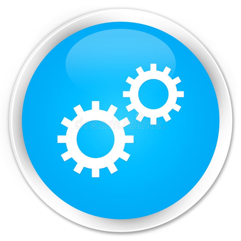 Botón redondo azul ciánico superior del icono de proceso stock de ilustración Botón redondo azul ciánico superior del icono de proceso stock de ilustración