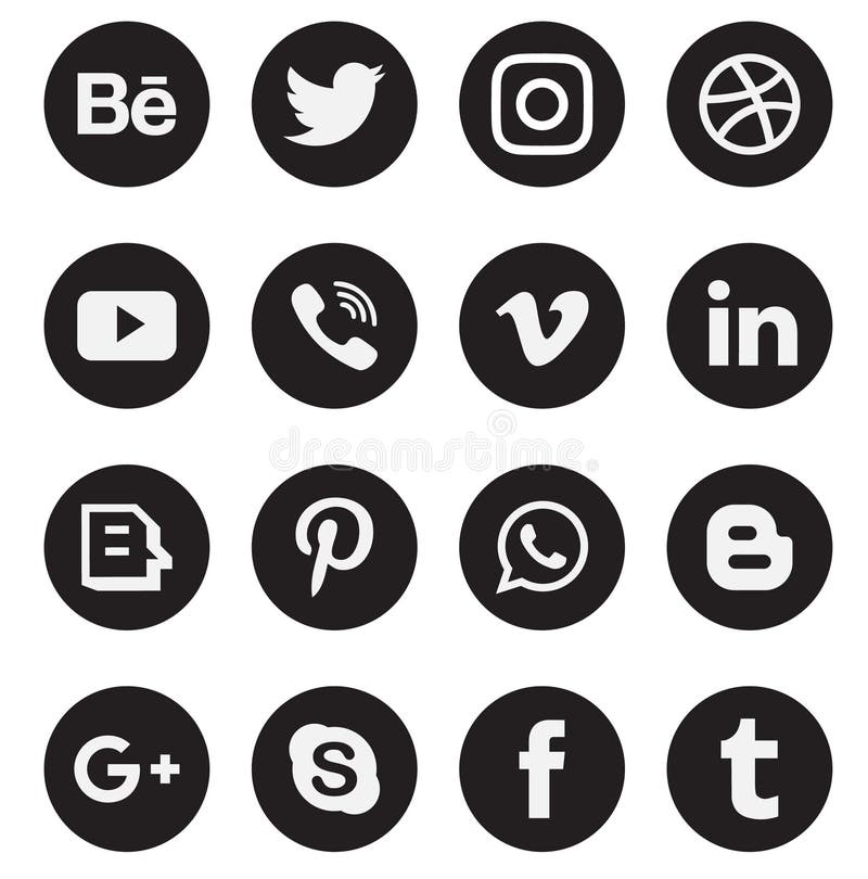 Botões sociais da coleção do ícone dos meios ilustração royalty free Botões sociais da coleção do ícone dos meios ilustração royalty free