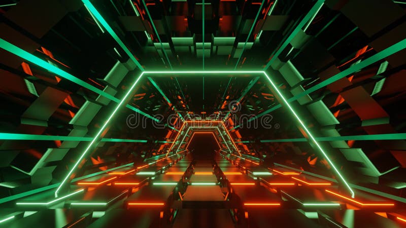 Boucle de tunnel scifi 4K captivante avec lumières de néon brillantes et textures métalliques banque de vidéos