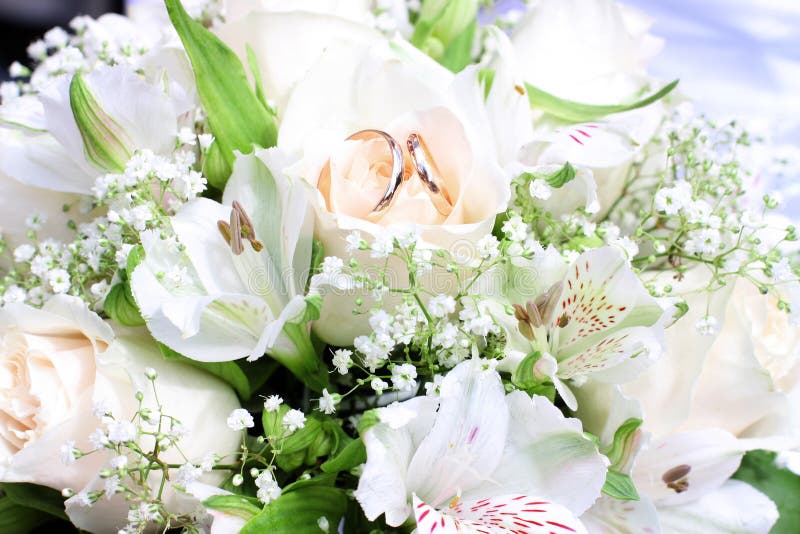 Wedding bouquet about wedding rings. Wedding bouquet about wedding rings