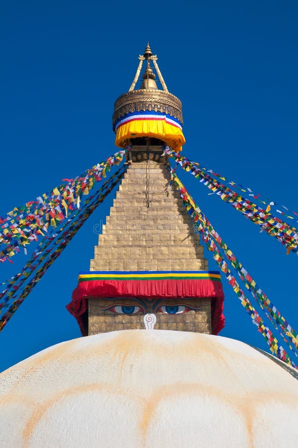 Boudhanath Stupa在加德满都谷,尼泊尔 免版税图库摄影 Boudhanath Stupa在加德满都谷,尼泊尔 免版税图库摄影