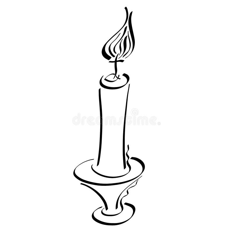 bougie dans un bougeoir avec une poignee dessin tire par la main photo en noir et blanc isole sur fond bougies de vacances illustration vecteur du chandelier lumineux coloriage souris