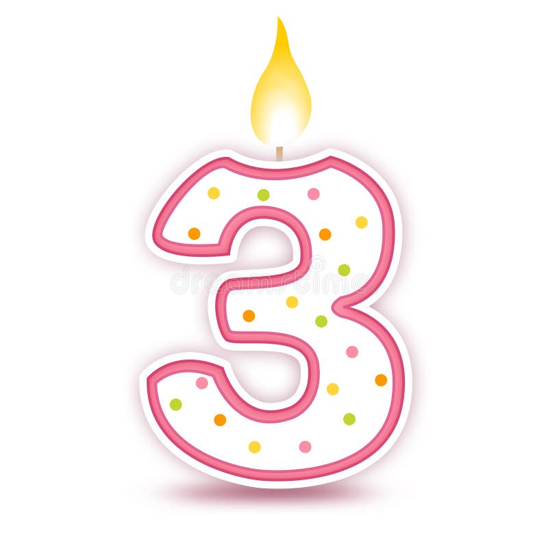 Bougie D'anniversaire Avec Numéro Trois Vector Illustration Design Clip Art  Libres De Droits, Svg, Vecteurs Et Illustration. Image 99652676
