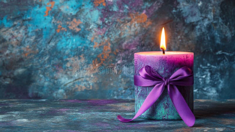 Bougie texturée violette avec fond de teal illustration stock