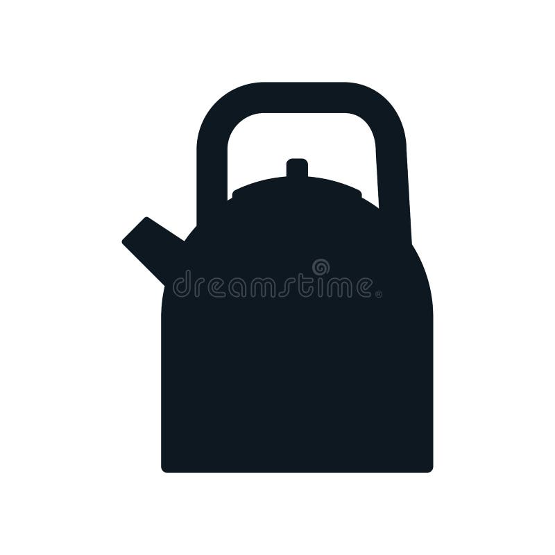 Bouilloire en acier avec la poignée Icône de silhouette d'élément de cuisine illustration libre de droits Bouilloire en acier avec la poignée Icône de silhouette d'élément de cuisine illustration libre de droits