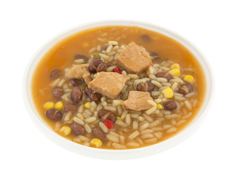 Bouillon met kippenbonen, rijst en veggies stock afbeeldingen Bouillon met kippenbonen, rijst en veggies stock afbeeldingen