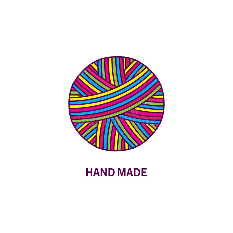 Boule colorée de fil Création de logo et fabriqué à la main illustration de vecteur Boule colorée de fil Création de logo et fabriqué à la main illustration de vecteur