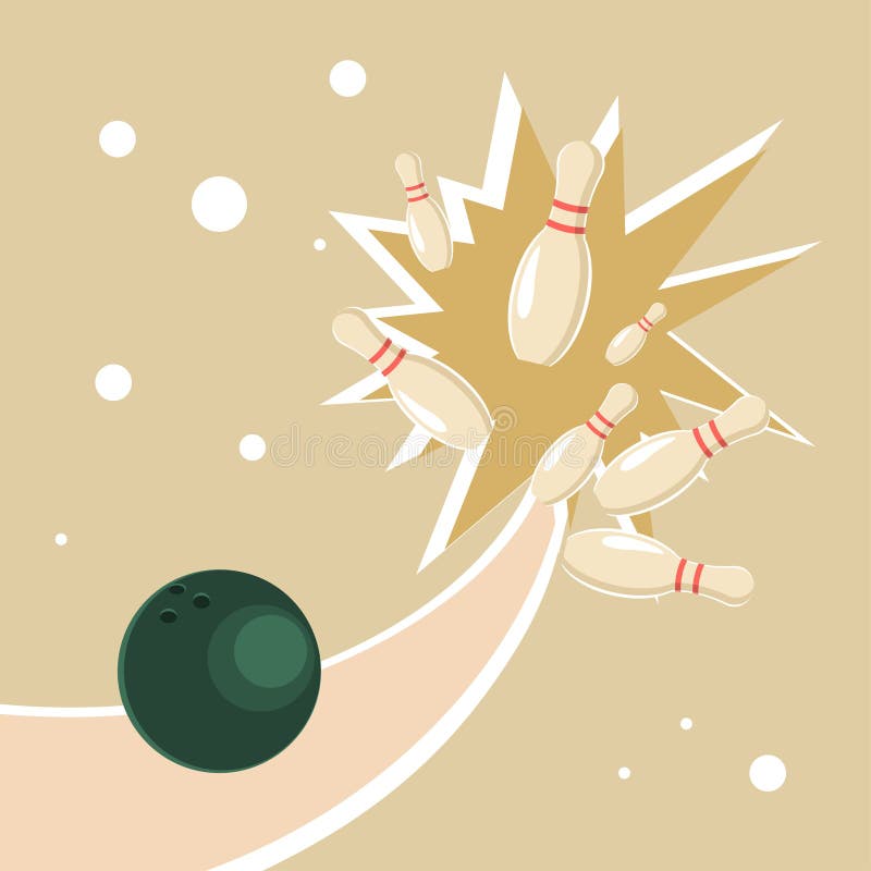 A ball in a bowling alley and knock strike concept. Vector illustration eps 10. A ball in a bowling alley and knock strike concept. Vector illustration eps 10