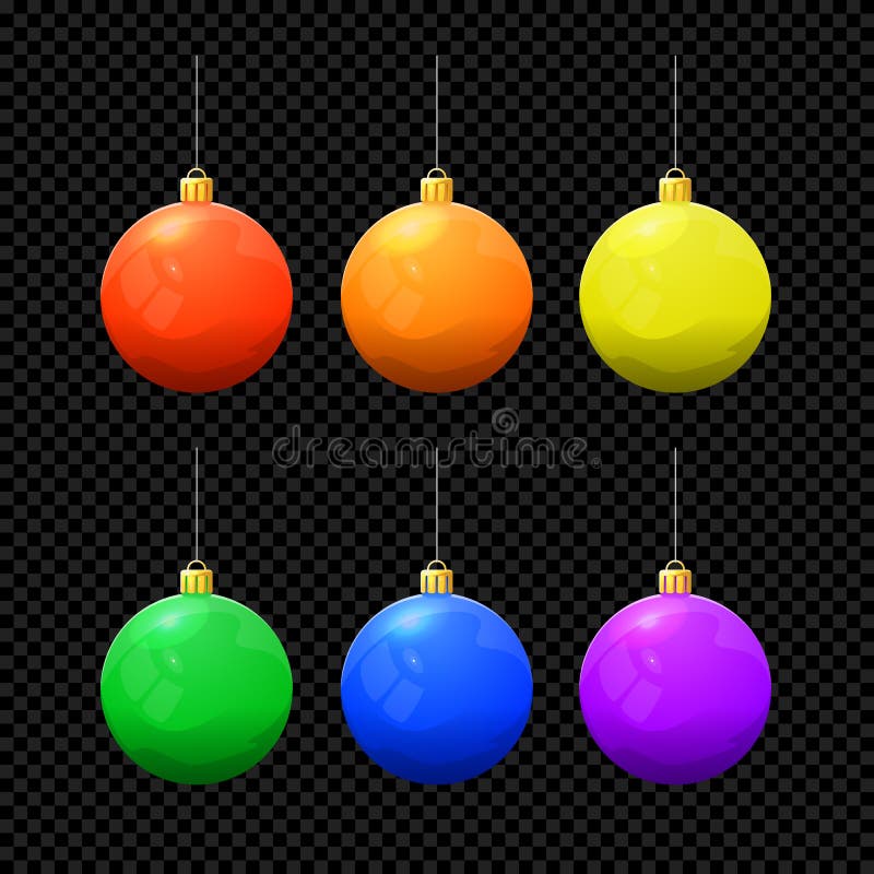 Boule de vecteur de Noël réglée sur le fond foncé illustration de vecteur Boule de vecteur de Noël réglée sur le fond foncé illustration de vecteur