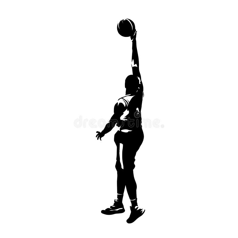 Boule sautante et de tir de joueur de basket, silhoutte de vecteur illustration libre de droits Boule sautante et de tir de joueur de basket, silhoutte de vecteur illustration libre de droits