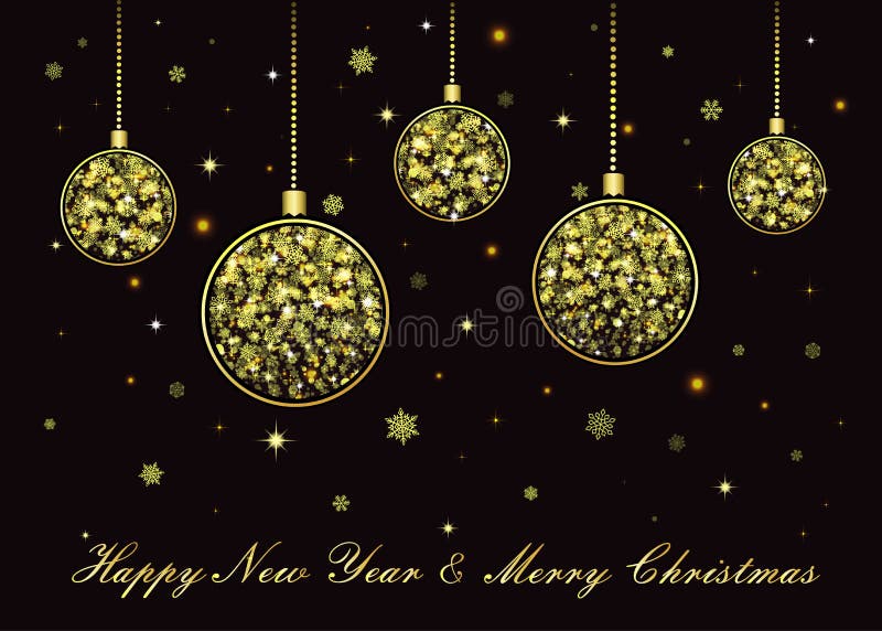 Boules d'or de Noël de vecteur sur le fond noir illustration de vecteur Boules d'or de Noël de vecteur sur le fond noir illustration de vecteur