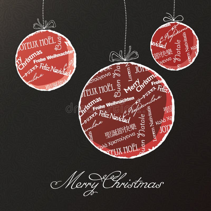 Christmas balls with multilingual greetings pattern. Vector. Christmas balls with multilingual greetings pattern. Vector