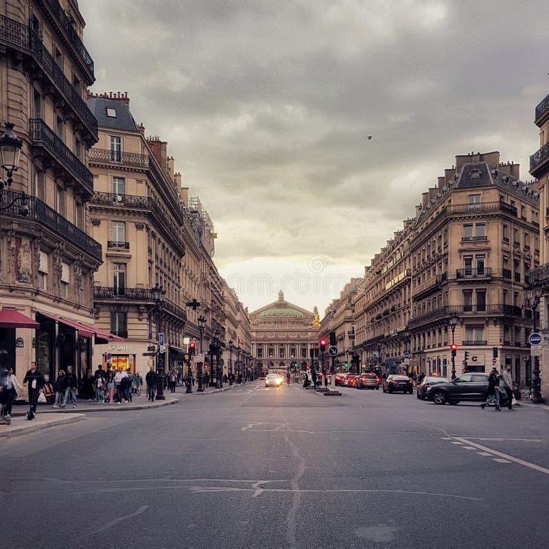 Boulevard haussman, the opera district of Paris, France royalty free stock images Boulevard haussman, the opera district of Paris, France royalty free stock images