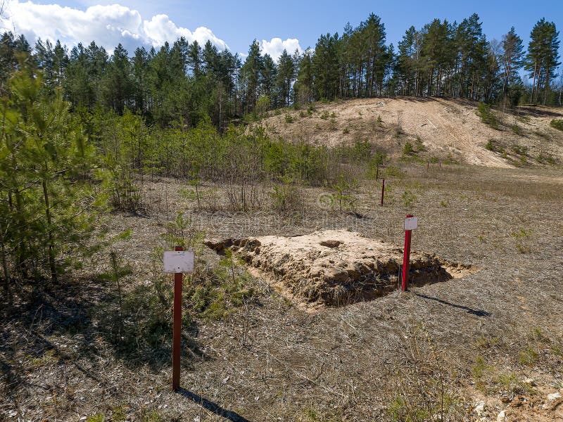 Boundary in a sand quarry stock image. Image of countryside 247089599