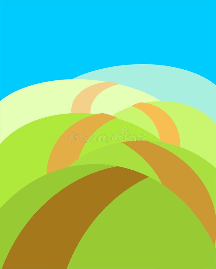 Boundless meadows with path. Summer landscape. Vector illustration stock illustration Boundless meadows with path. Summer landscape. Vector illustration stock illustration