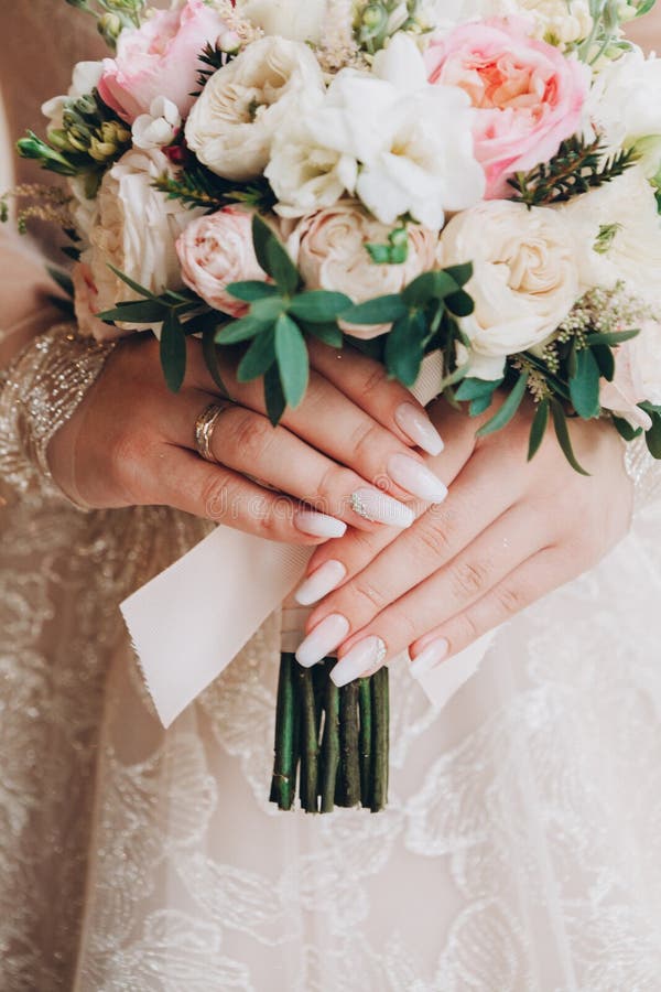 Bouquet and Accessories on Wedding Stock Photo Image of hands