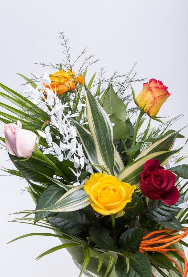 Bouquet of Assorted Multicolored Roses Stock Photo Image of flower