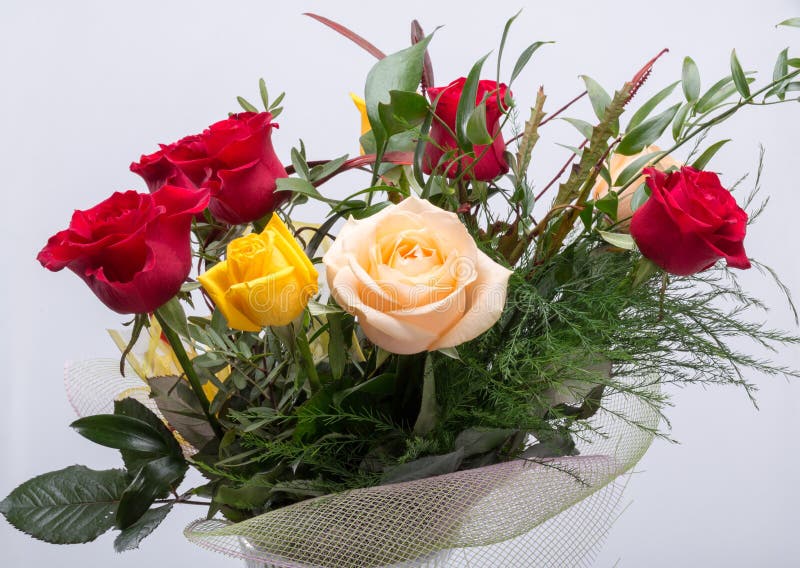 Bouquet of Assorted Multicolored Roses Stock Photo Image of bunch