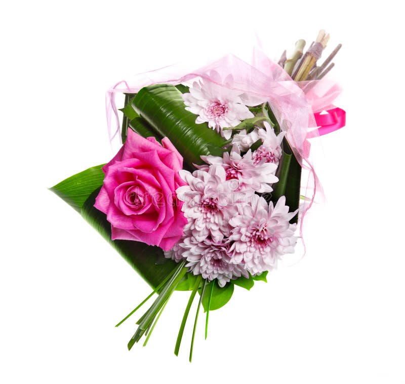 Bouquet of Blossom Pink Roses and Chrysanthemums Stock Image Image of