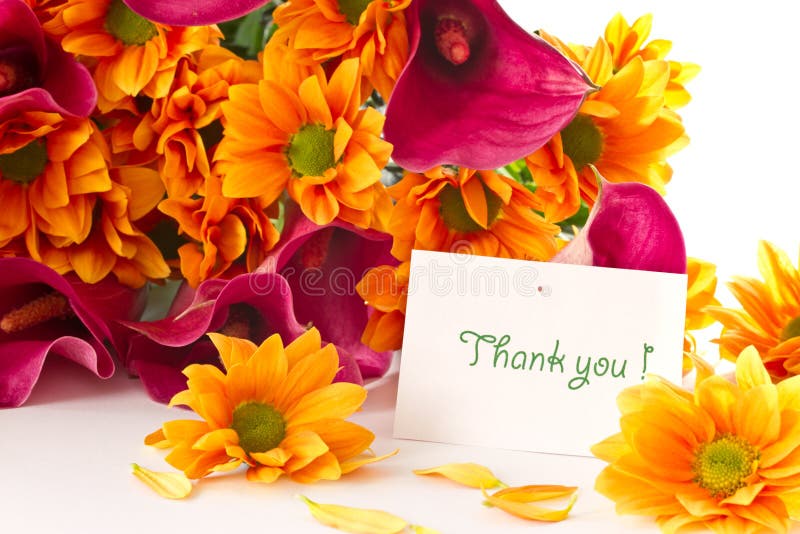 Bouquet of calla lilies and orange chrysanthemums