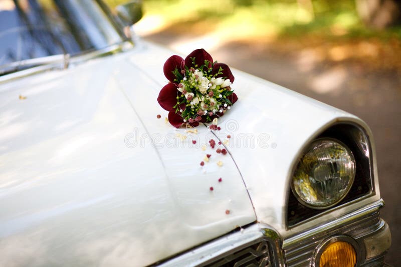 Bouquet on the car
