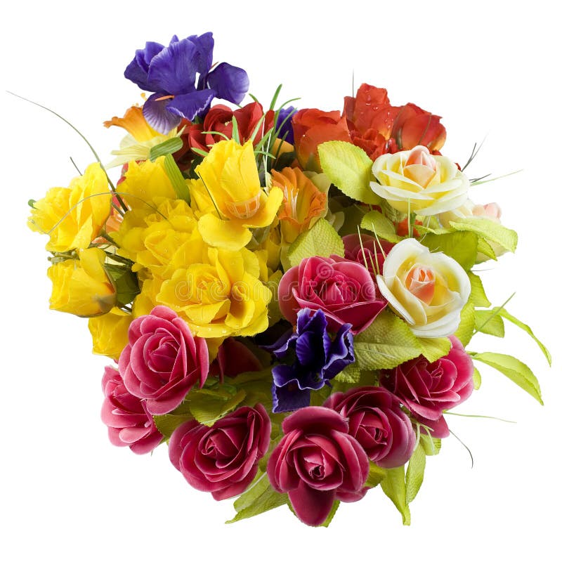 Bouquet of Colored Silk Flowers royalty free stock photography