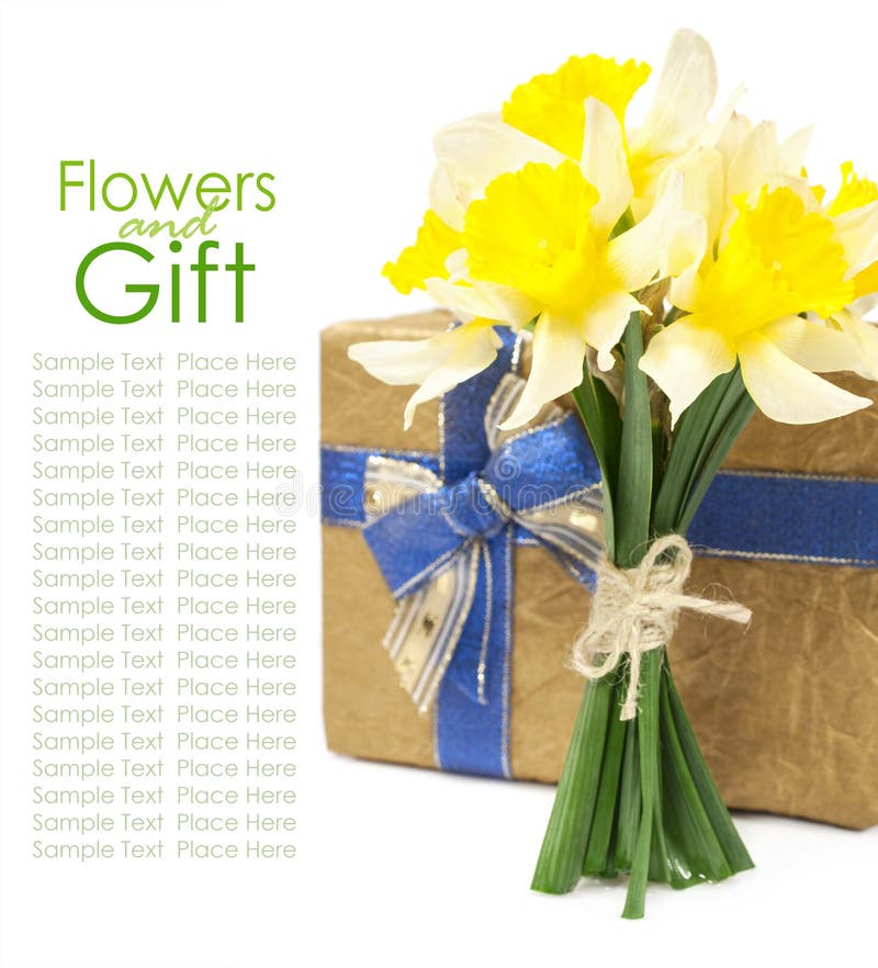 Bouquet of Daffodils and Gift Box Stock Photo Image of beautiful