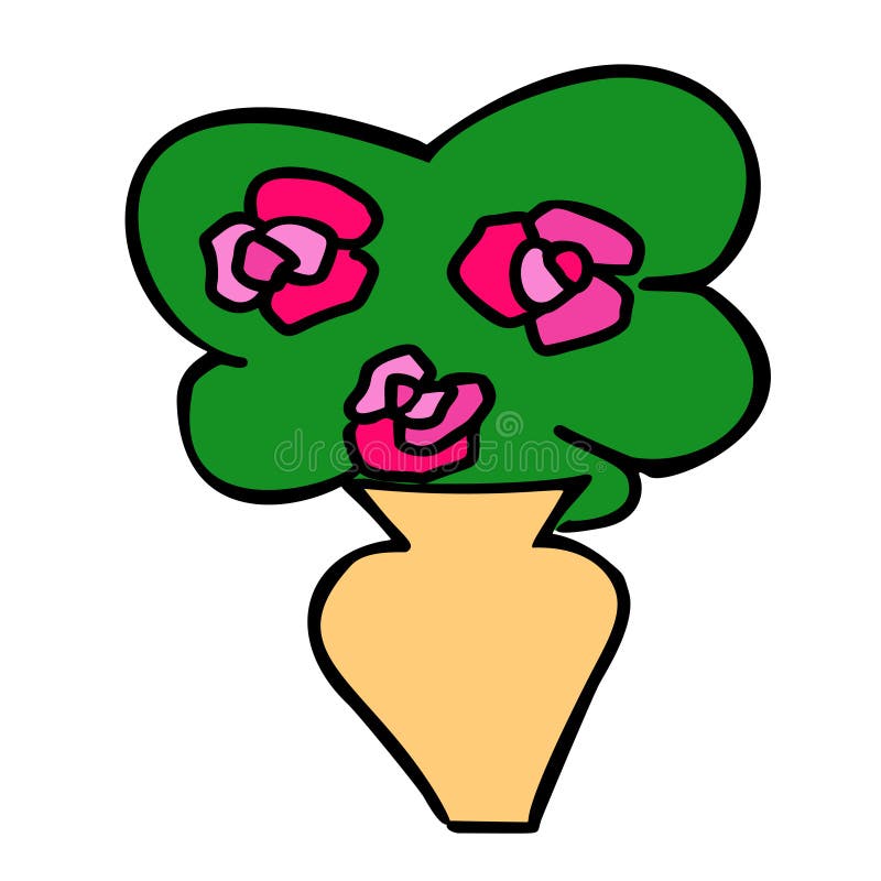 Bouquet de roses de jour de couleur de valentines dans le vase illustration de vecteur Bouquet de roses de jour de couleur de valentines dans le vase illustration de vecteur