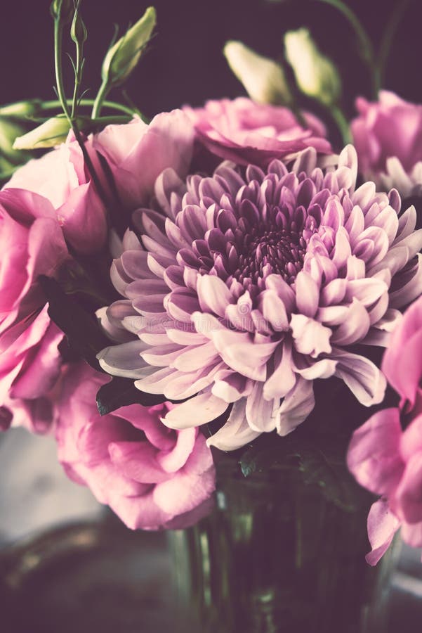 Download Bouquet Des Fleurs Roses En Décor De Vintage De Vase Photo stock - Image du roman, centrale: 77155182