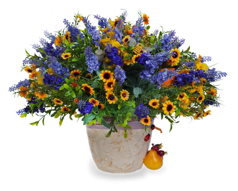 Bouquet des lis, des tournesols et des iris
