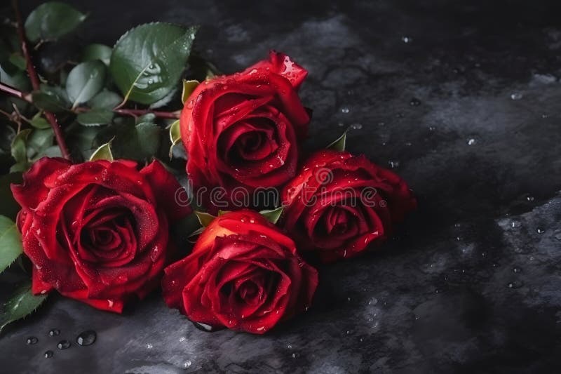 Bouquet di rose rosse su fondo di pietra scura royalty illustrazione gratis