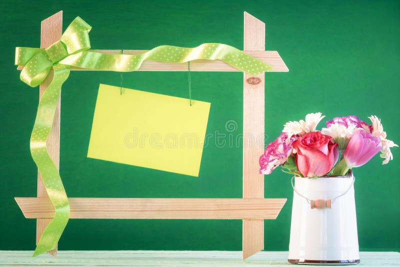 Flowers and frame with message card royalty free stock photos Flowers and frame with message card royalty free stock photos