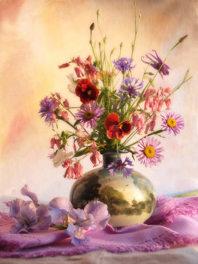 Bouquet of flowers stock photo. Image of painting, bottle - 11242342