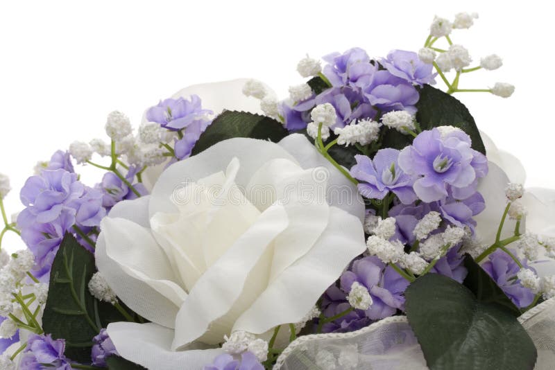 Close up of bouquet of flowers isolated on a white background