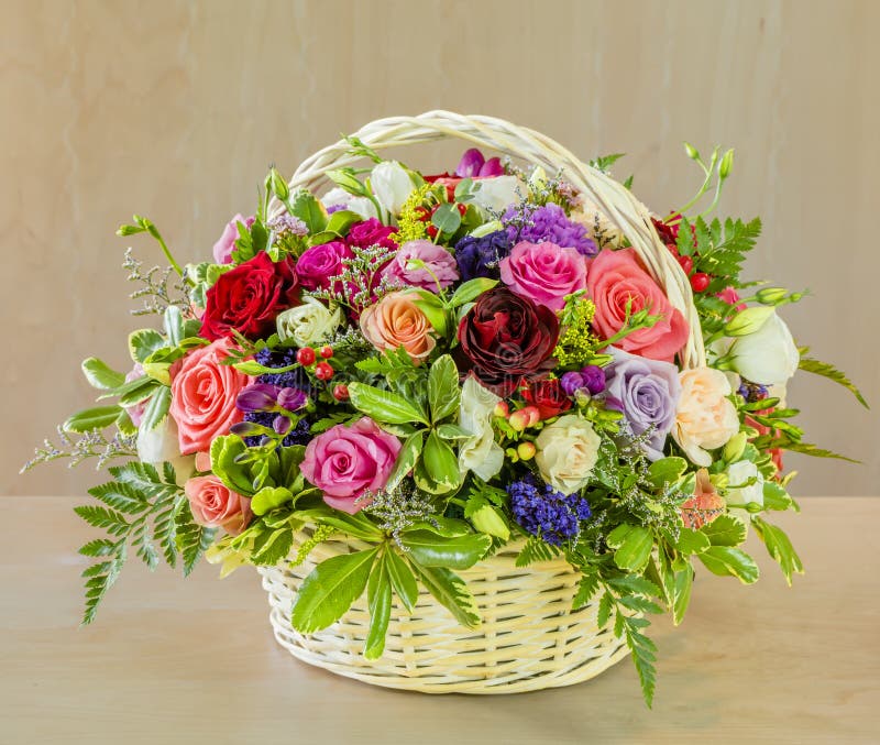 Roses in the Basket stock photo. Image of gift, basket - 23018848