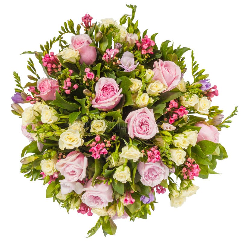 Bouquet of Flowers Top View Isolated on White Stock Photo Image of