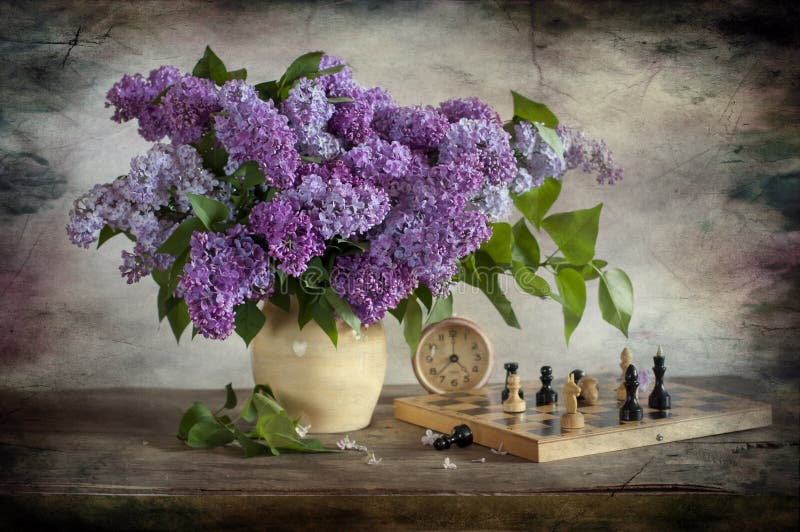 Bouquet of lilac and chess