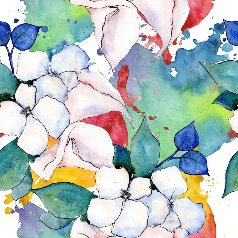 Bouquet loral botanical flowers. Watercolor background illustration set. Seamless background pattern. vector illustration Bouquet loral botanical flowers. Watercolor background illustration set. Seamless background pattern. vector illustration