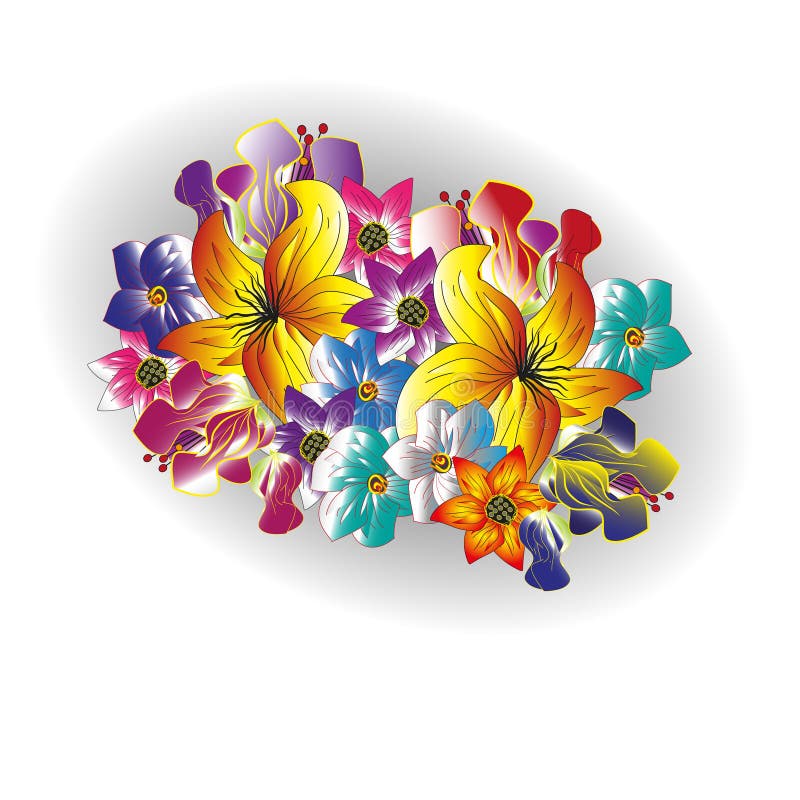 Bouquet lumineux de dessin des fleurs d'été illustration stock Bouquet lumineux de dessin des fleurs d'été illustration stock