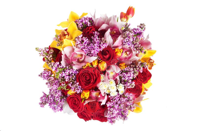 Bouquet lumineux des roses rouges, de l'orchidée et d'autres fleurs photographie stock Bouquet lumineux des roses rouges, de l'orchidée et d'autres fleurs photographie stock