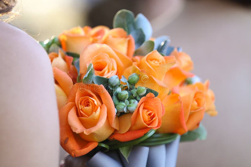 Bouquet of orange flowers stock photo. Image of closeup 28069540